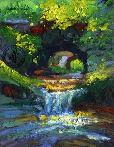 "Wodospad na Kwisie III" 
24 cm x 18 cm olej 2026
