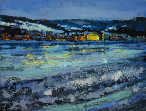 "Piwniczański Poprad zimą" 
18 cm x 24 cm olej 2026
