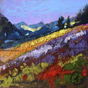 " Z wiatrem w Tatry" 
11cm x 11 cm olej 2026