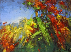 "Jesienne łazęgowanie" 
21 cm x 29 cm olej 2025