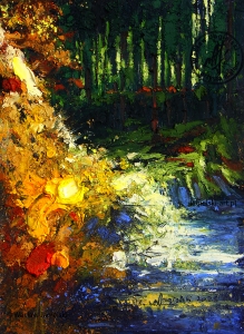 "Wodospad nad Kwisą I" 
24 cm x 18 cm olej 2026