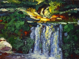 "Wodospad na Kwisie IV" 
18 cm x 24 cm olej 2026