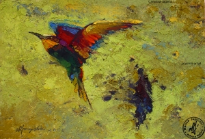 "Majowe wzloty" 36 cm x 51 cm olej 2025